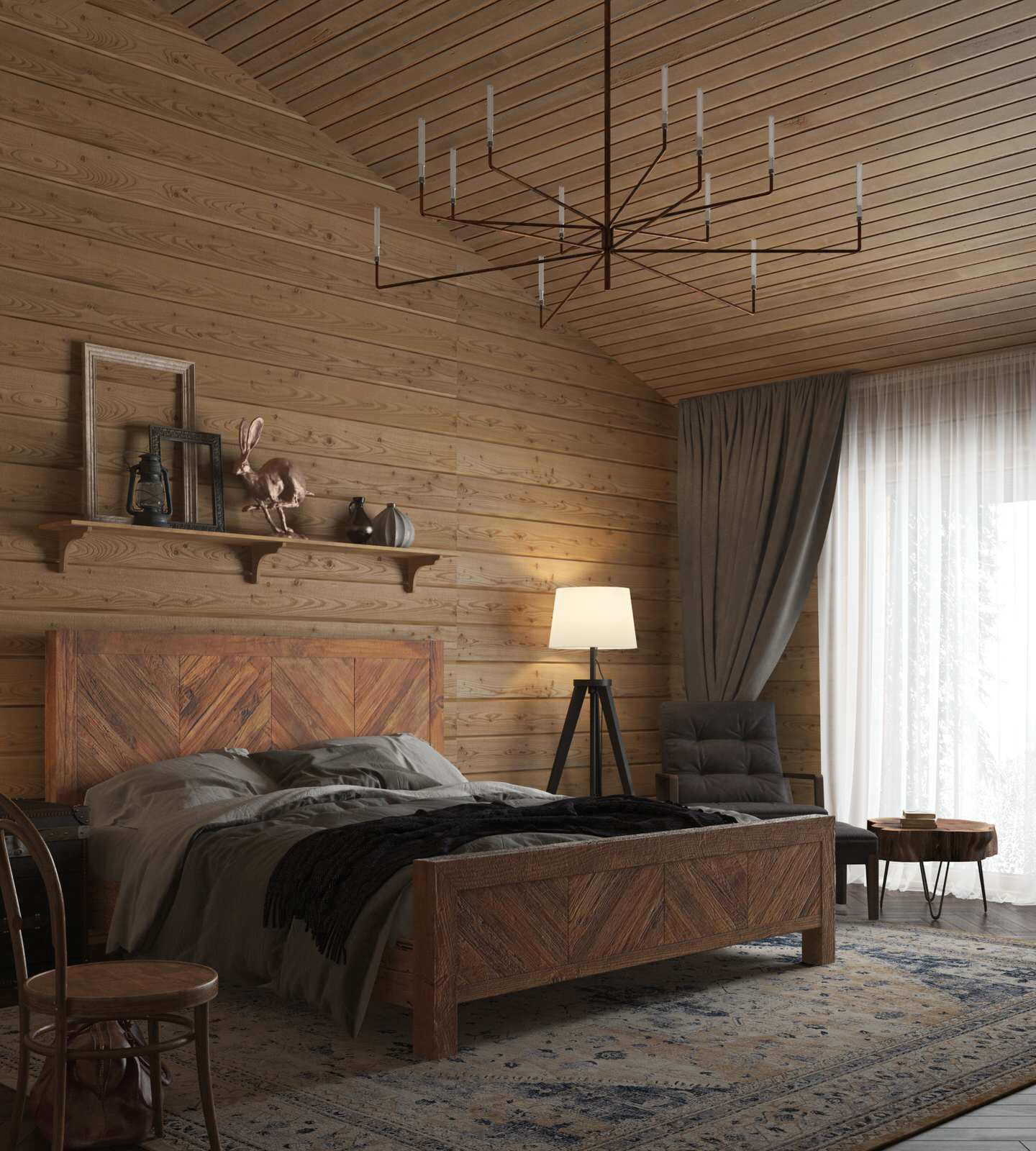 дизайн-проект интерьера деревянного загородного дома