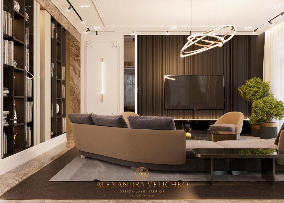 Дизайн интерьера кухни-гостиной в поселке Миллениум