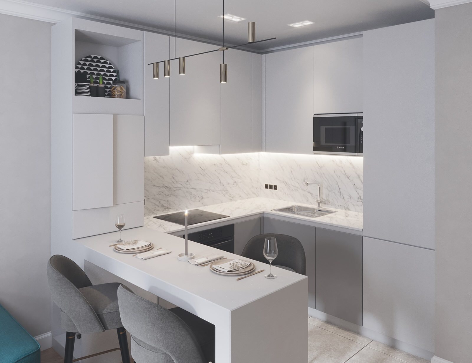 Кухня-гостиная + прихожая в ЖК от Пик