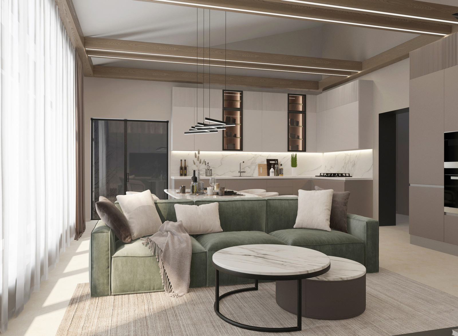 Кухня-гостиная в загородном доме