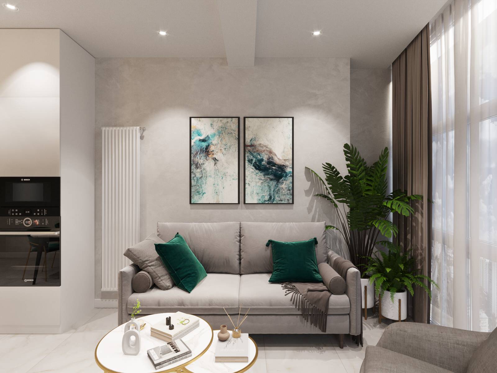 Дизайн интерьера гостиной в бежевых тонах