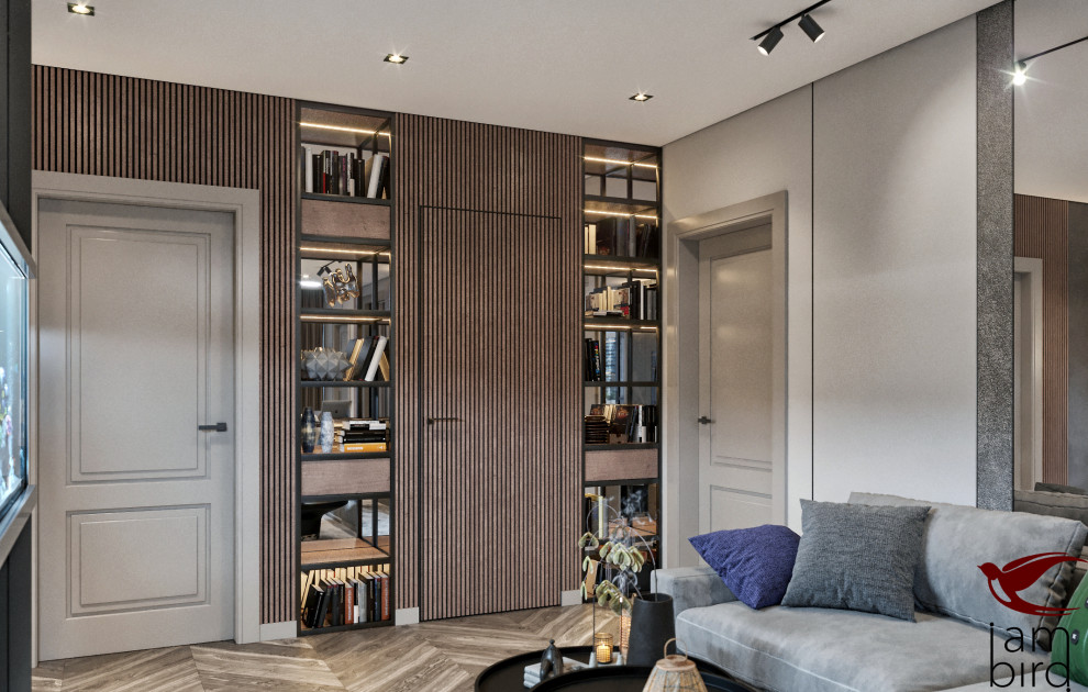 Натуральные оттенки в интерьере квартиры в ЖК "Лефорт" 130 кв.м