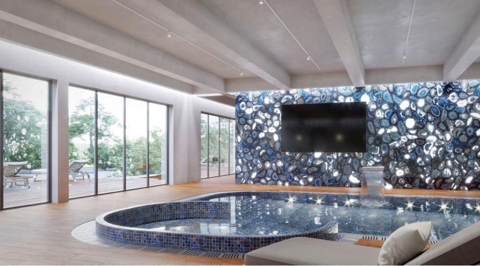 Шале со спа-зоной и бассейном из лафета кедра и бетона