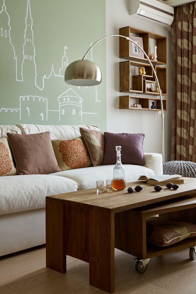 Современная квартира с элементами эко для мамы, дочки и кота