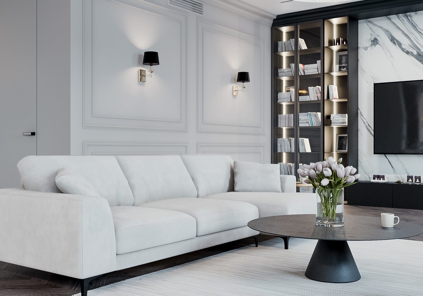 Светлая квартира в стиле неоклассика