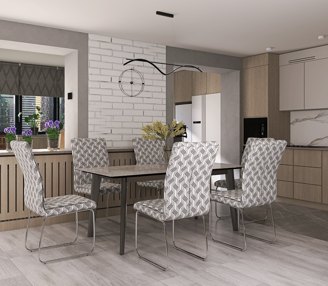 Дизайн кухни-гостиной с балконами