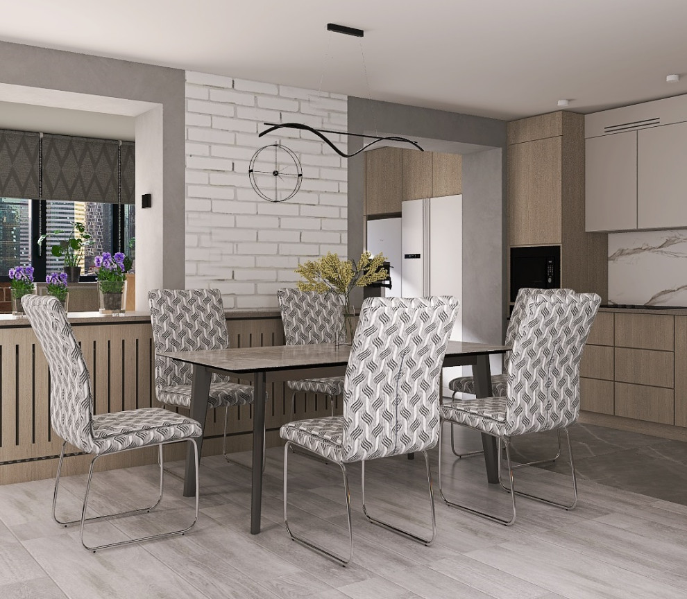 Дизайн кухни-гостиной с балконами