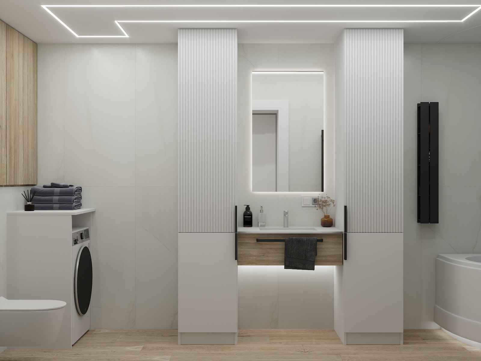 Визуализация дизайн-проекта квартиры 95 м кв, для пары с ребенком