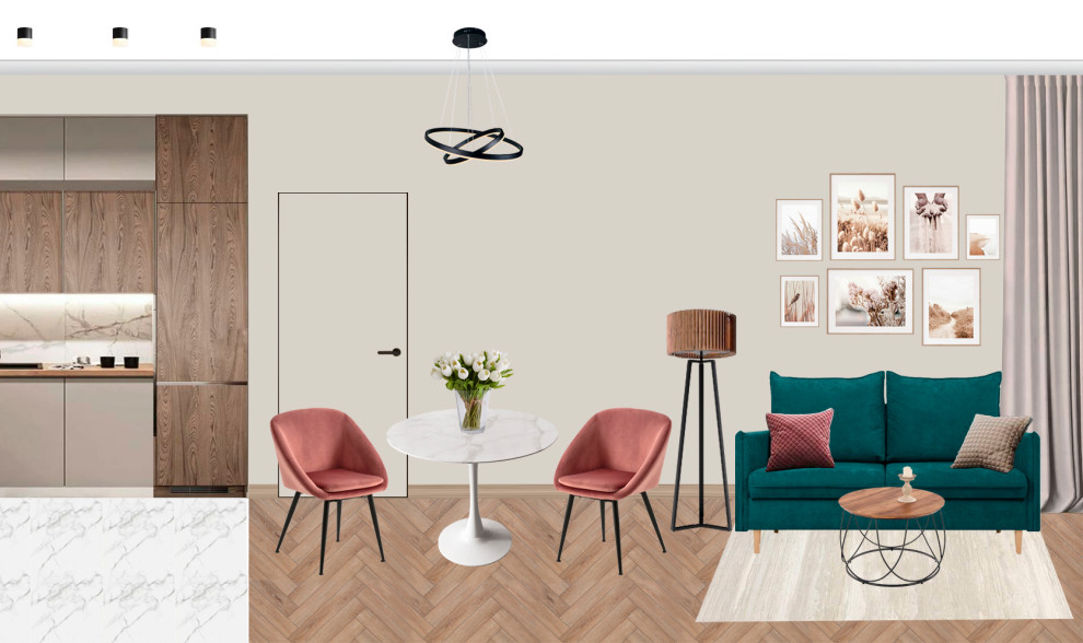 2D - коллажи кухни-гостиной (3 варианта)