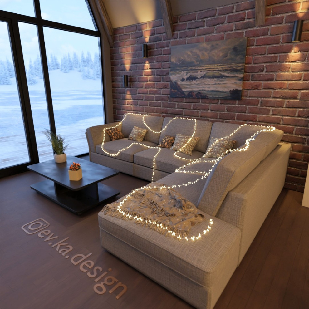 Кухня-гостинная в A-Frame доме