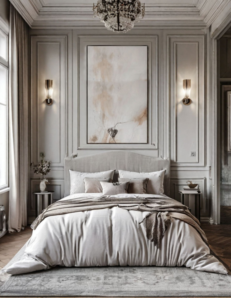 Современные спальни с различным декором и панелями