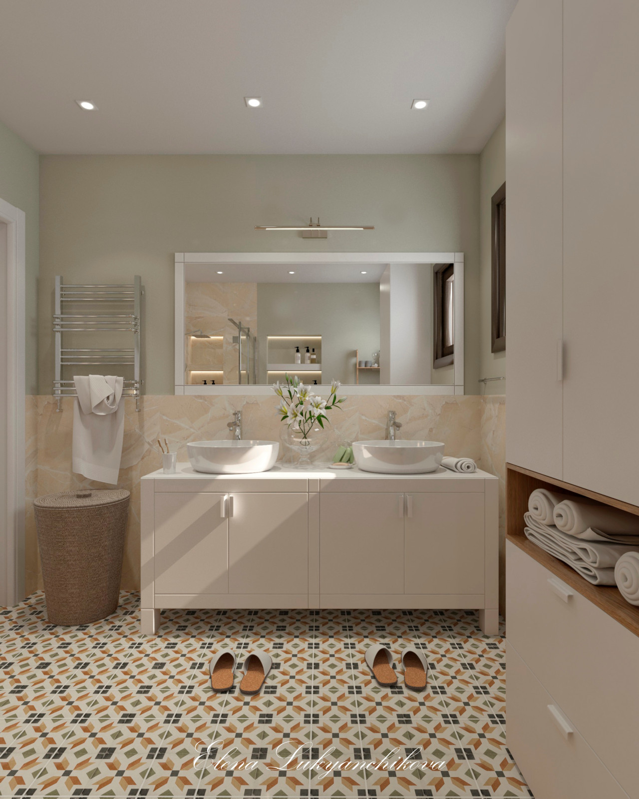 Интерьер душевой комнаты в доме из бруса ЛО, Ломоносовский р-н