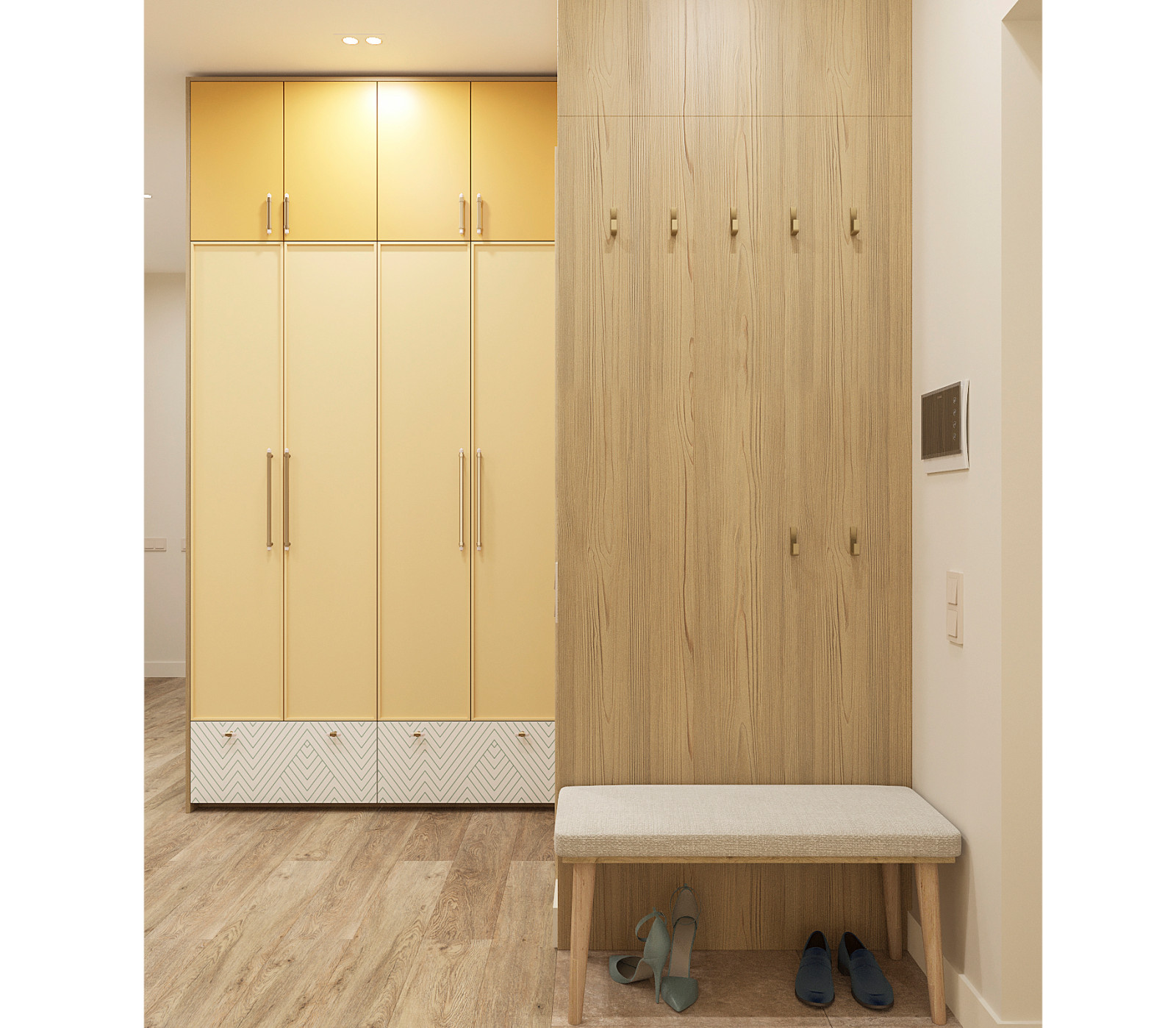 Четырех-комнатная квартира в светлых тонах.