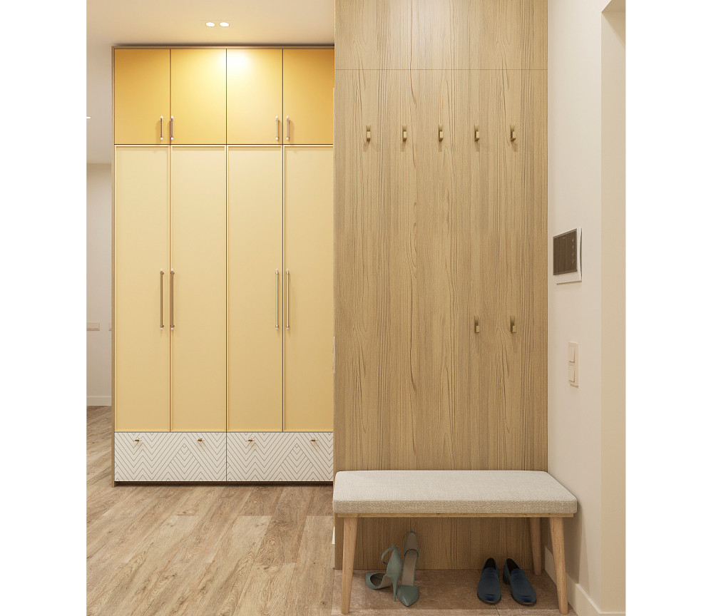 Четырех-комнатная квартира в светлых тонах.