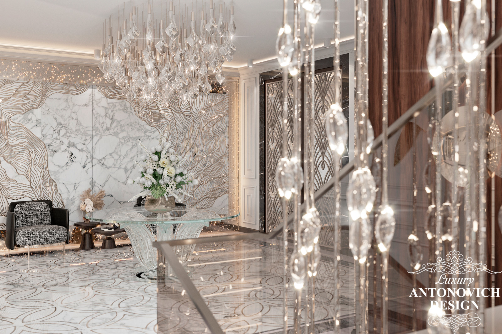 Элитный дизайн-проект холла в проекте дома