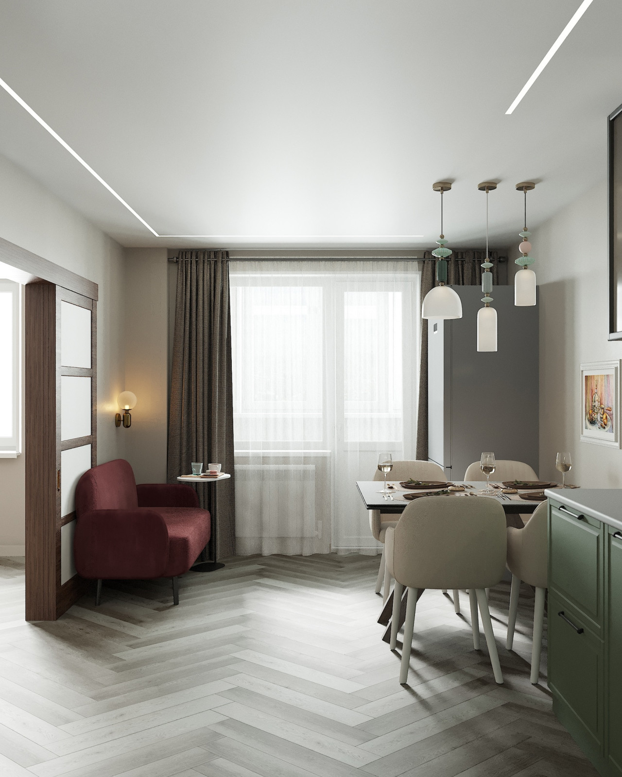 Дизайн кухни с Гжель