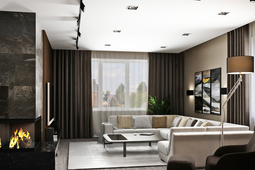 Дизайн кухни с гостинной