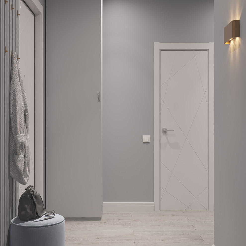 Однокомнатная квартира в серо-голубых тонах