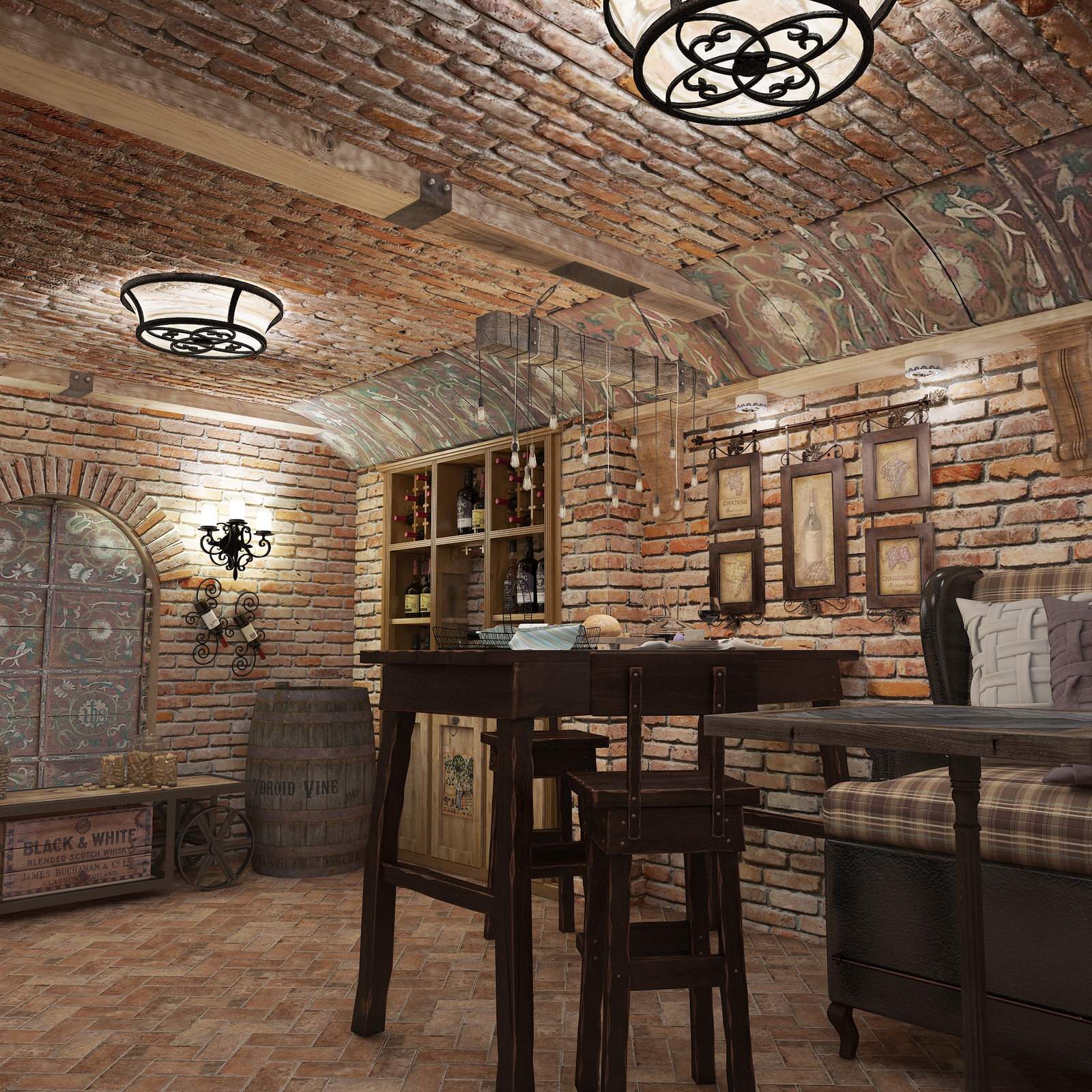 Проект. Интерьер подвала дома (70 м кв)