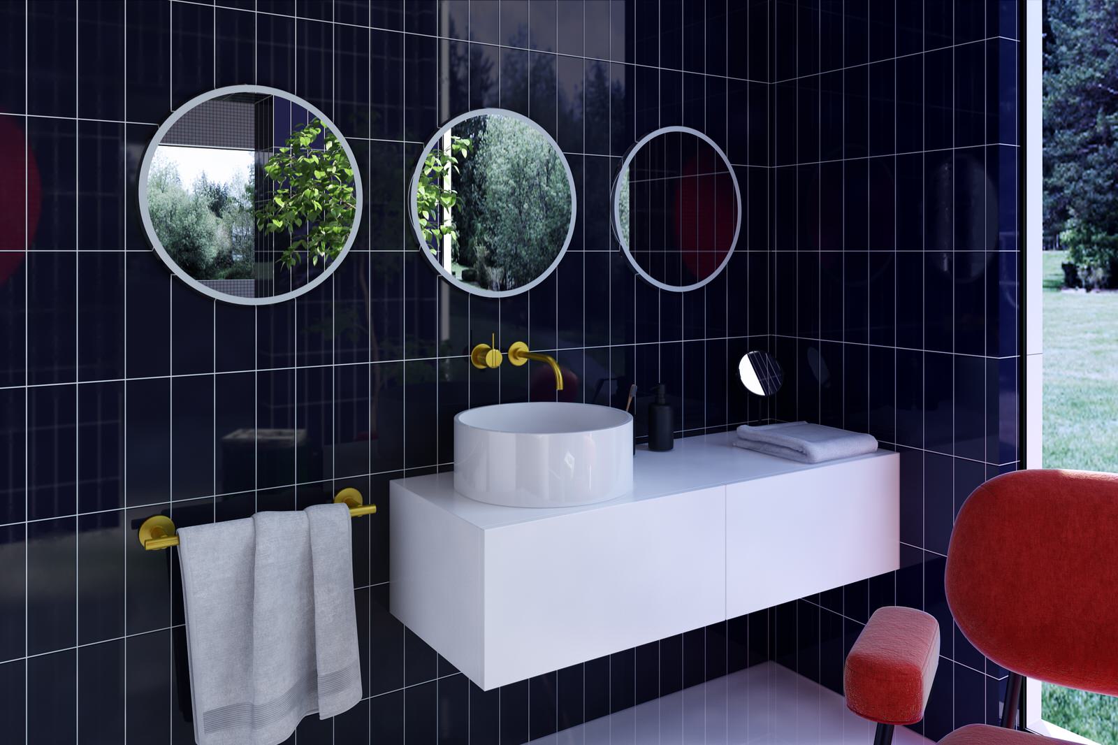 Ванная комната в стиле mid-century modern.