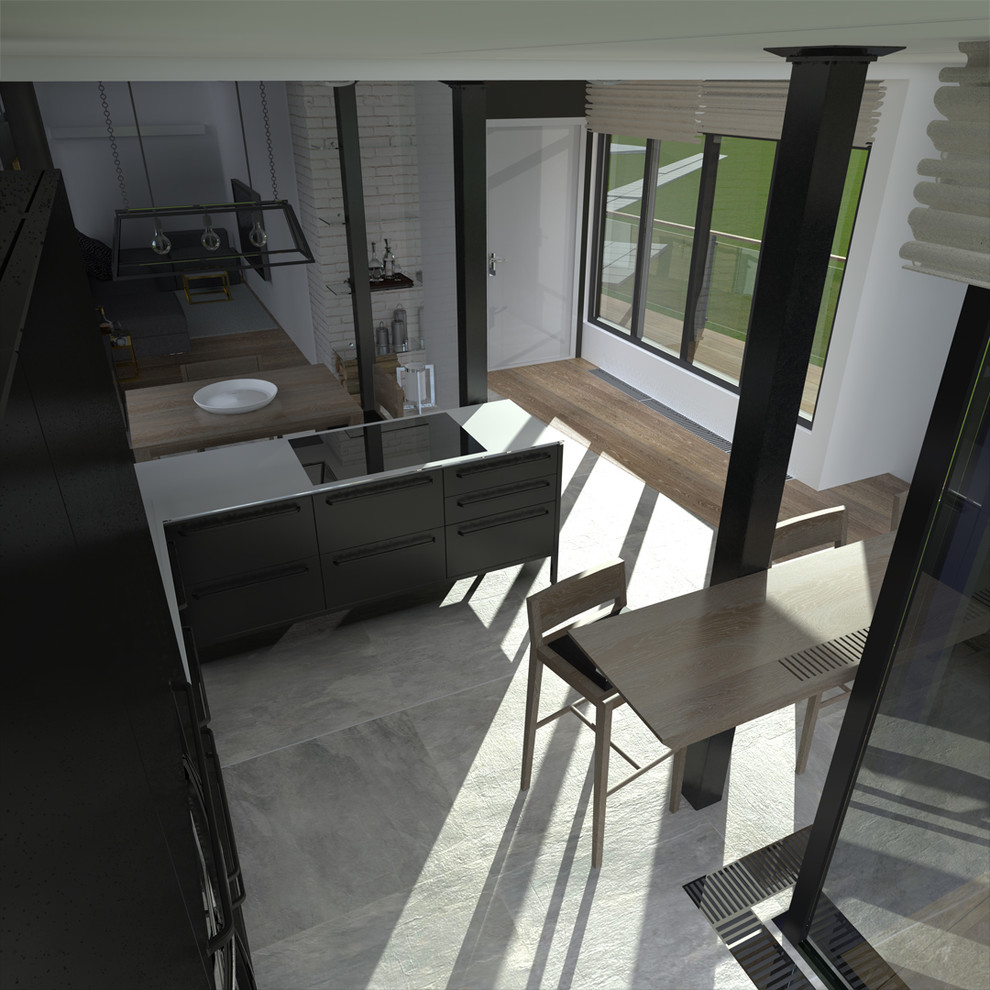 Дом из четырех 40-ft HC морских контейнеров. Интерьер