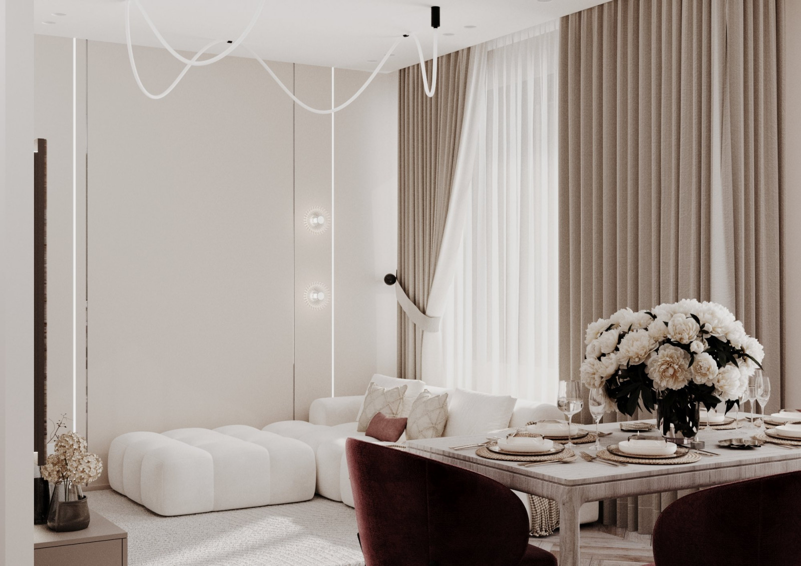 Дизайн интерьера трехкомнатной квартиры "ЖК Дежнев"