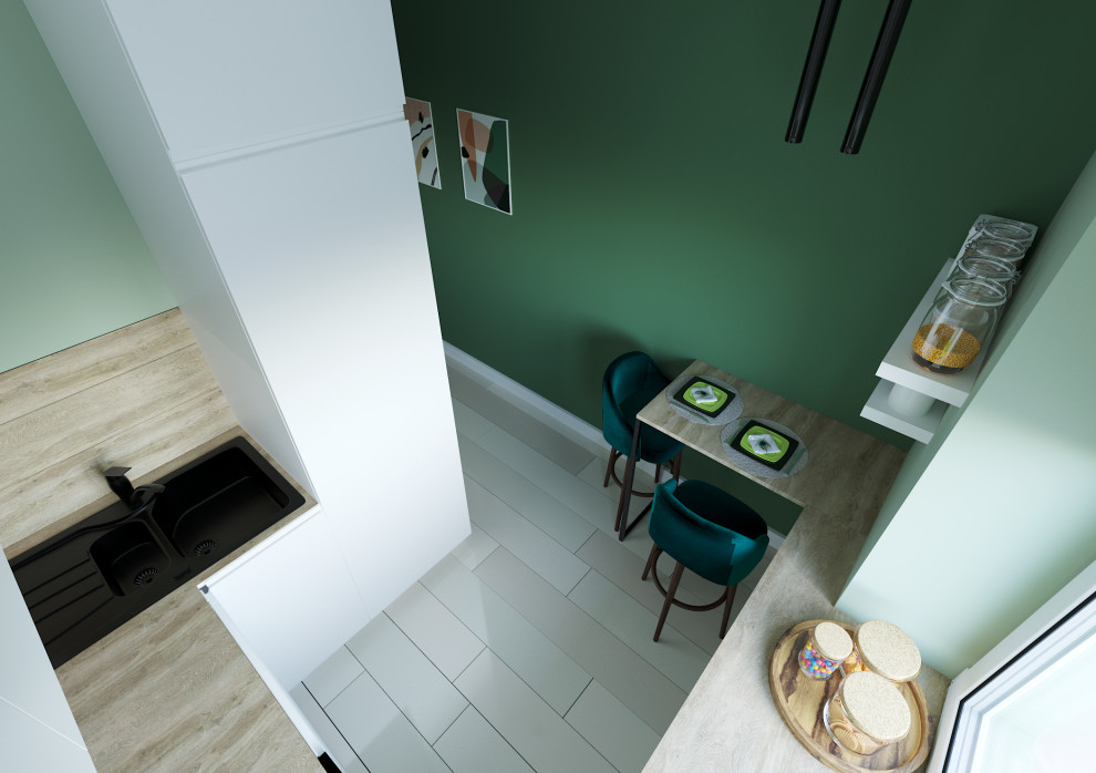 Маленькая,но практичная кухня с барной стойкой