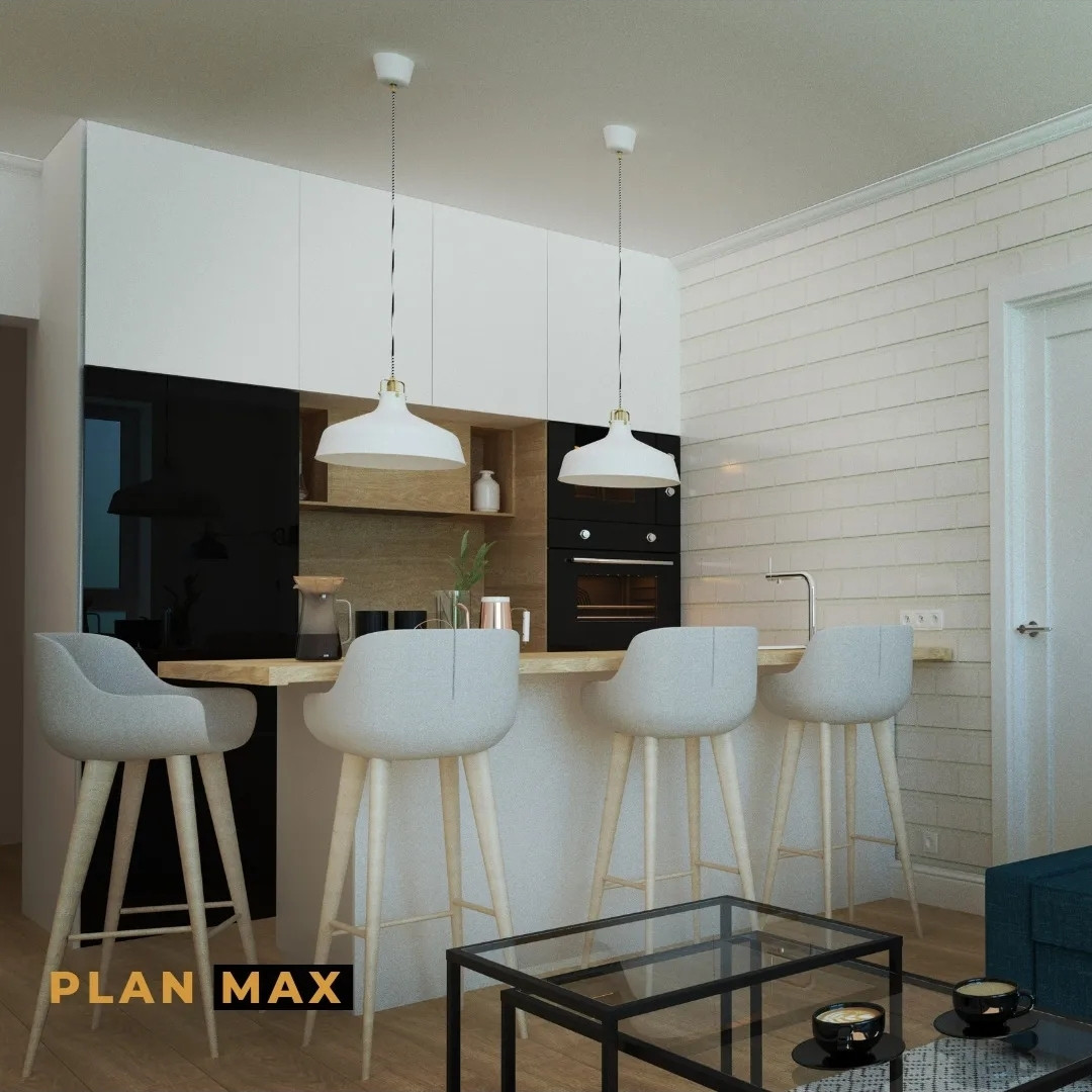 Обложка проекта: Кухня-гостиная с барной стойкой островом