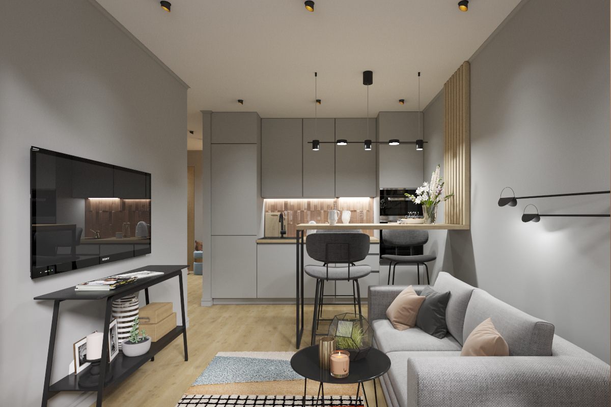 Гостиная в квартире 39м2, Кемерово