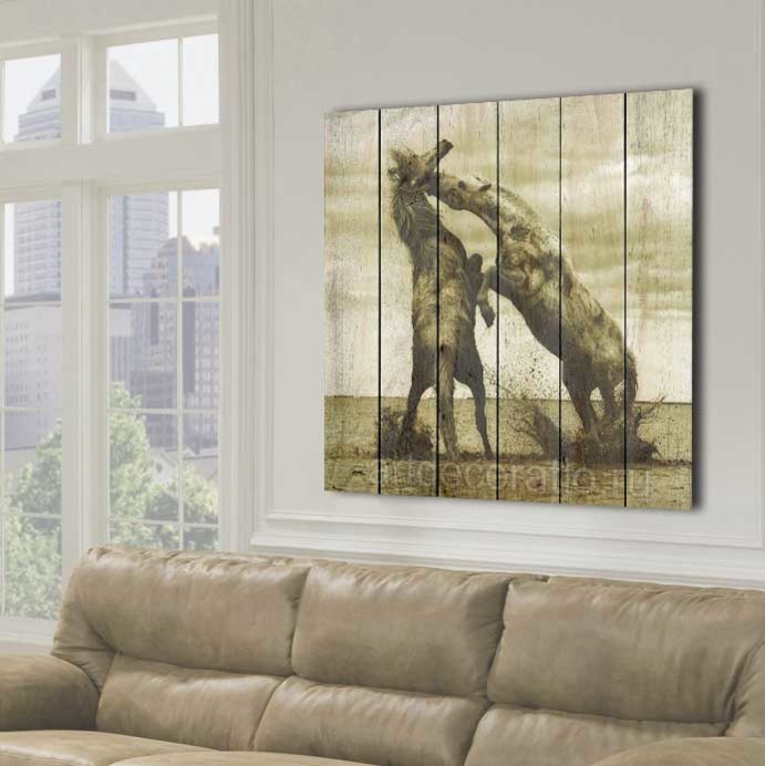 Панно на досках "Игривые лошадки", визуализация.