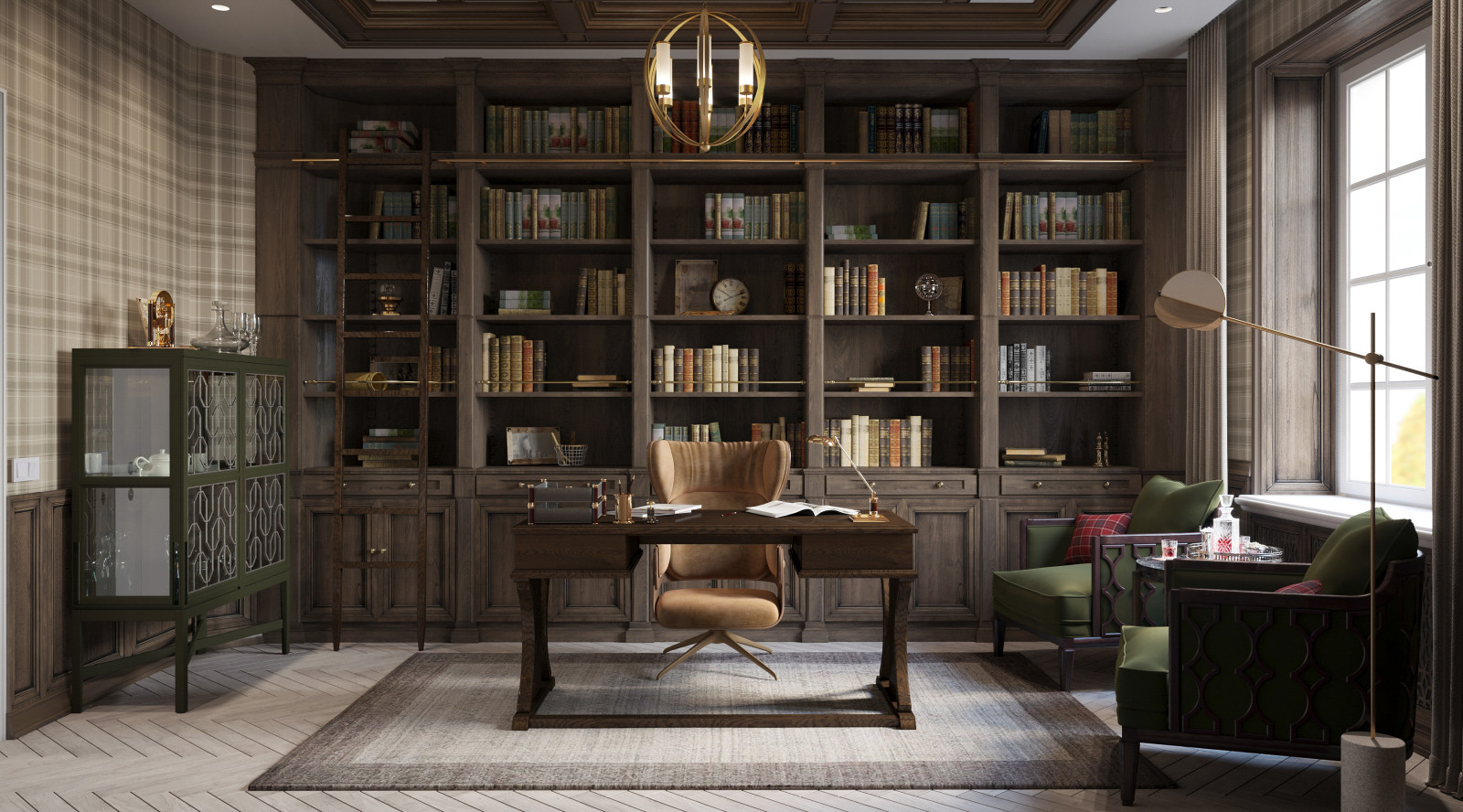 Кабинет в английском стиле в проекте "Жемчужная река"