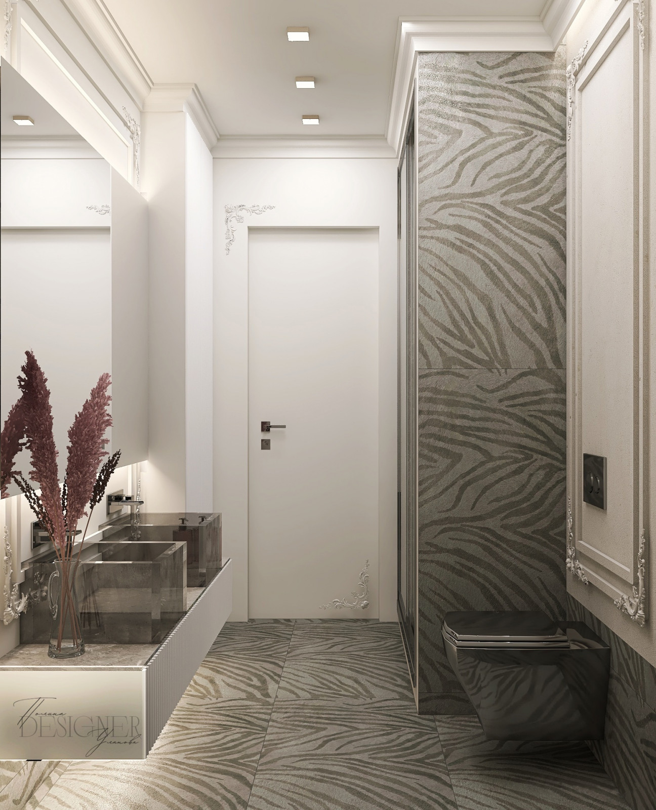 Обложка проекта: Ментоловая неоклассика в трехкомнатной квартире