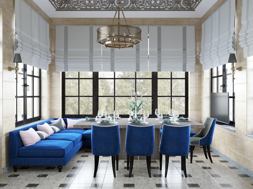 Шашлычный домик в синих тонах