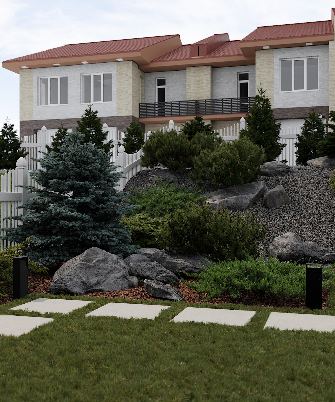 Ландшафтный дизайн у загородного дома