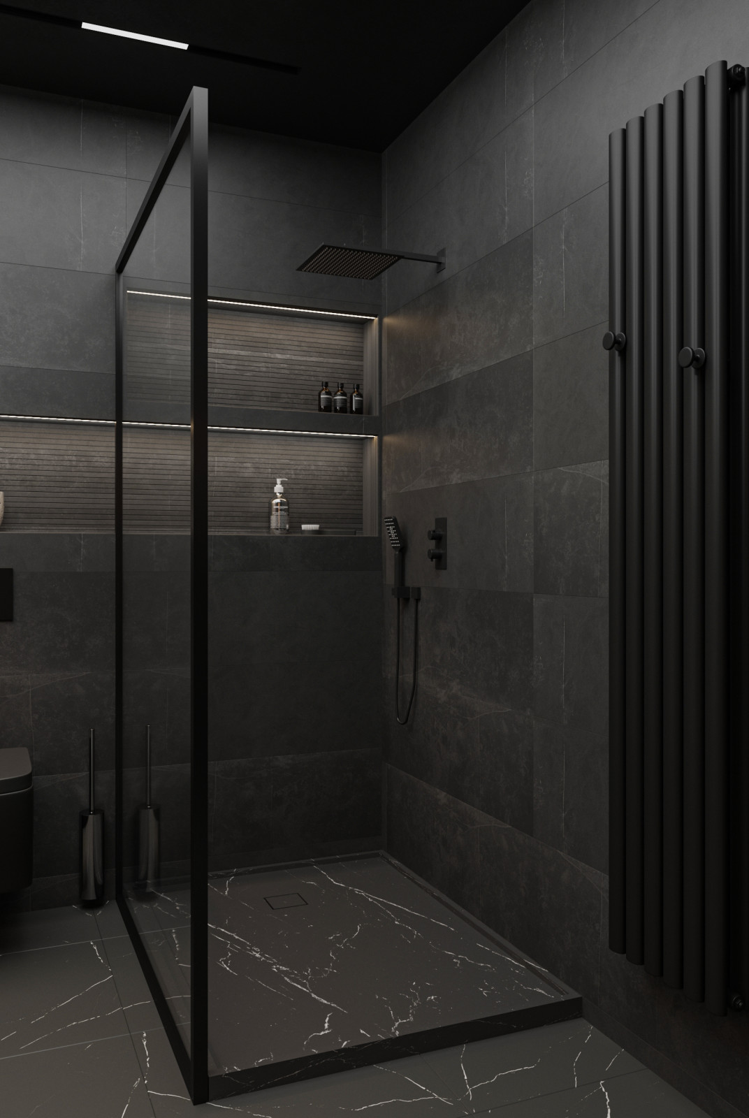 Чёрная ванная комната