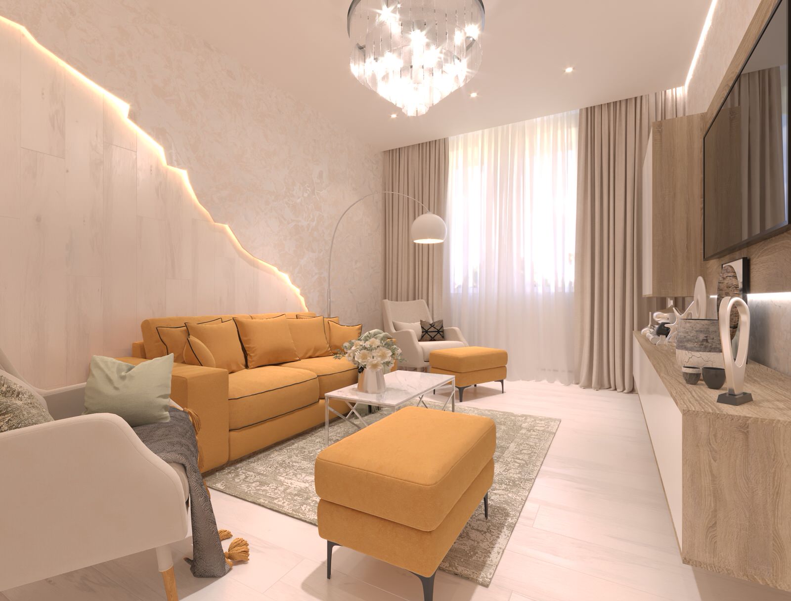 Обложка проекта: Дизайн-проект  интерьера трехкомнатной квартиры в стиле Контемпорари...