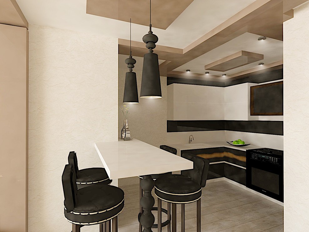 Объединение пространства коридора, кухни и гостиной