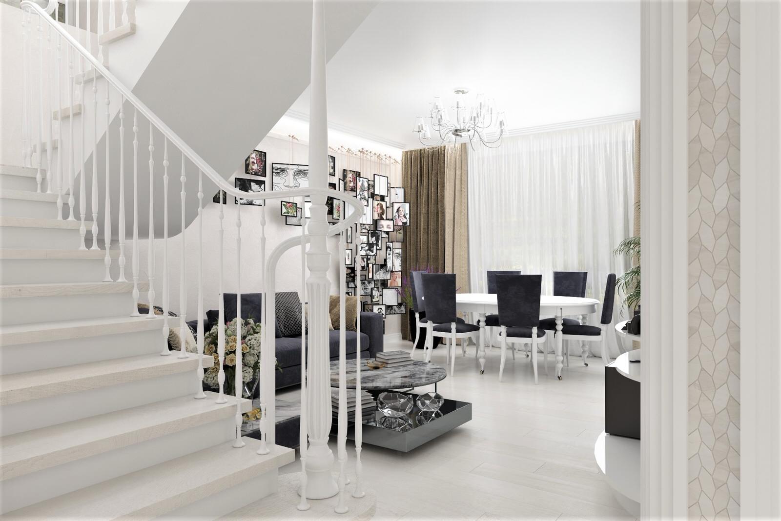 Дизайн интерьера частного дома первого этажа.