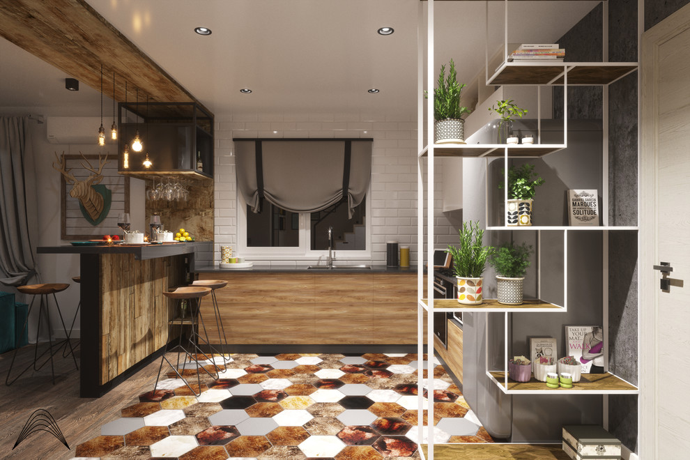 Гостиная & кухня. LOFT.
