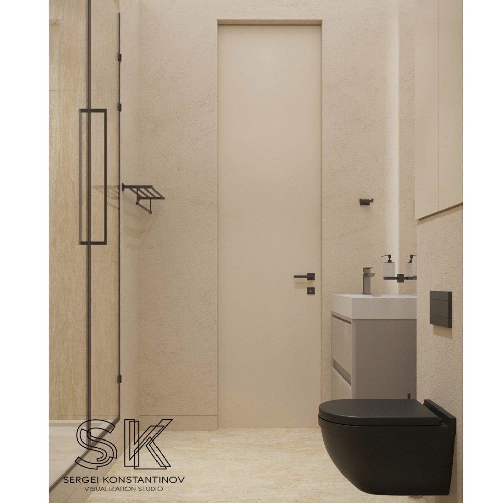 Светлая бежевая ванная