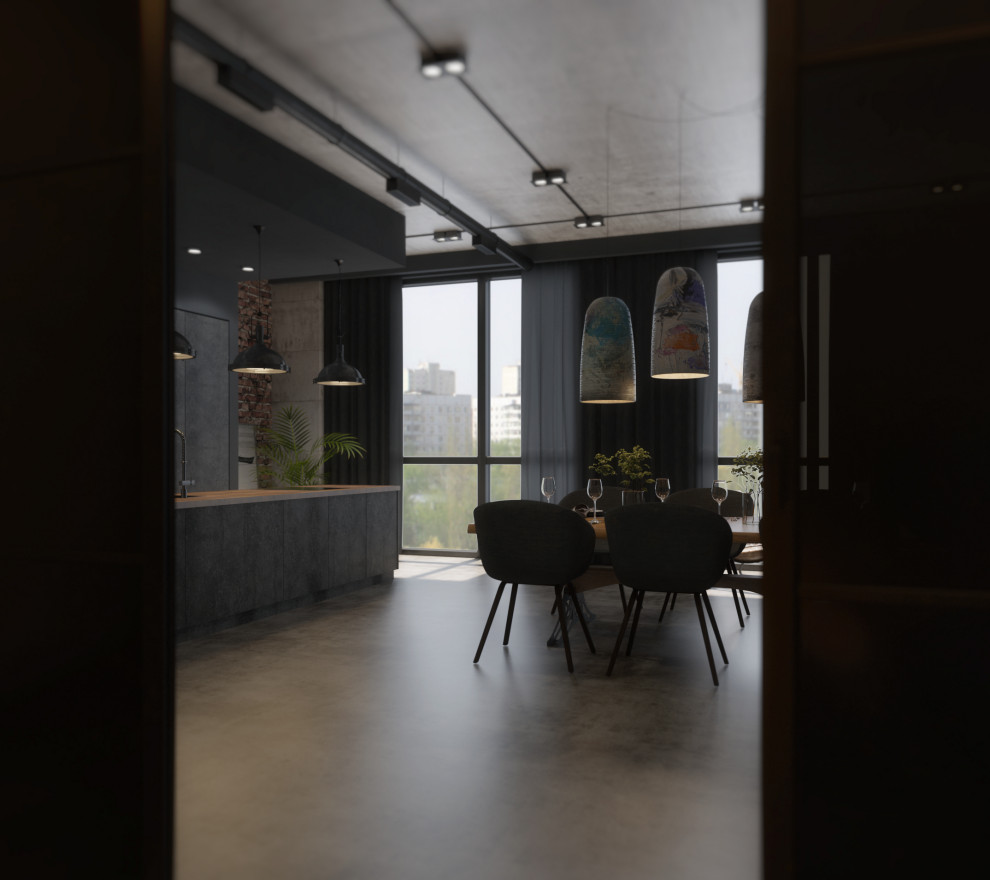 Обложка проекта: Легкий индустриальный лофт интерьер в «трешке».