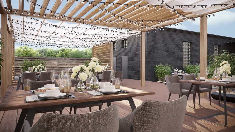 Благоустройство летней террасы бара.