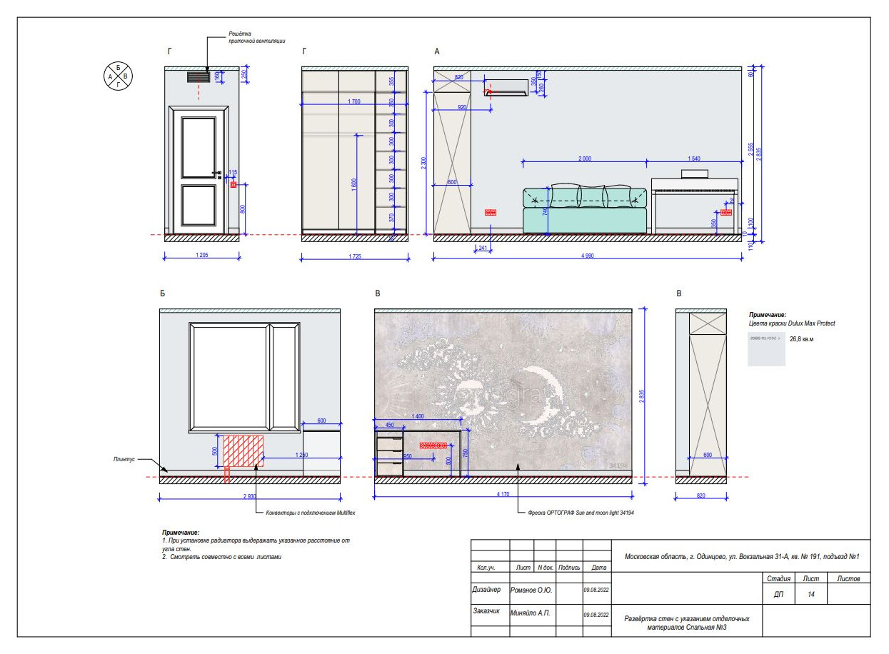 Неполный проект в ЖК Сердце Одинцово