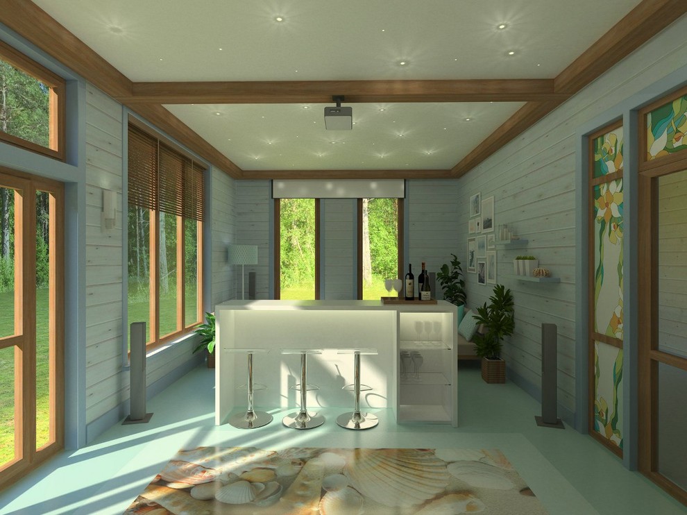 Дизайн комнаты отдыха с сауной и бассеином