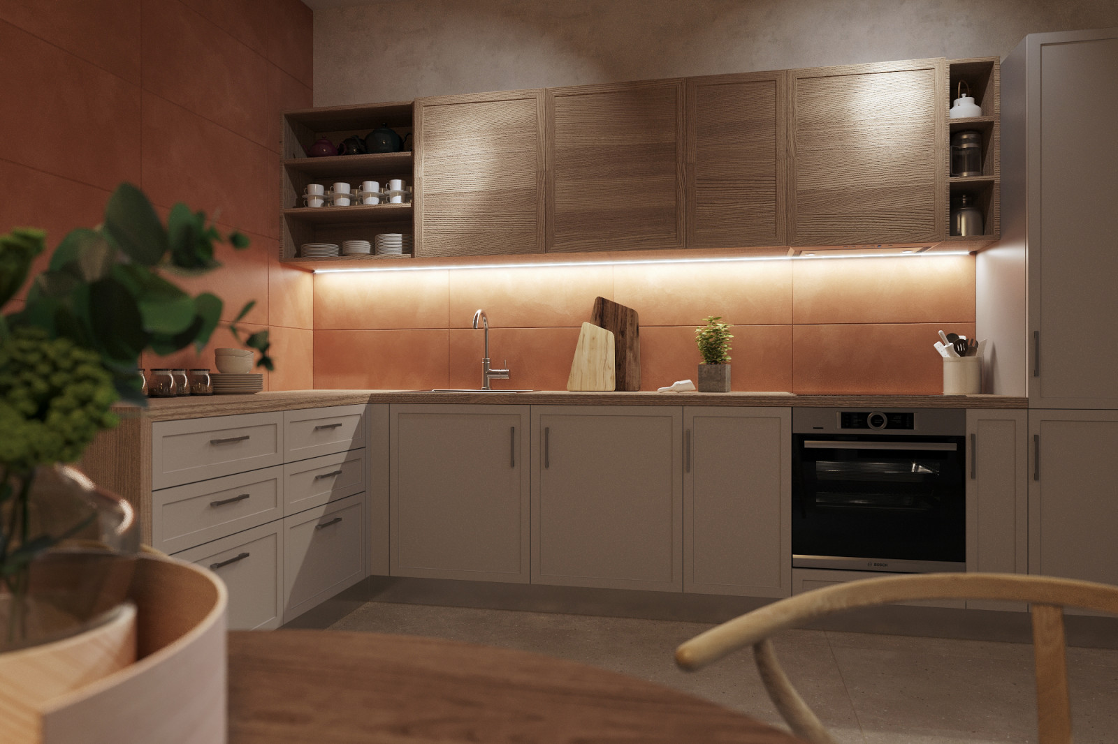 Бохо для девушки с детьми, 105 м2