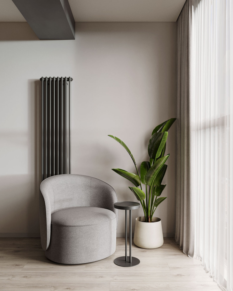 Лаконичная мастер - спальня в монохроме