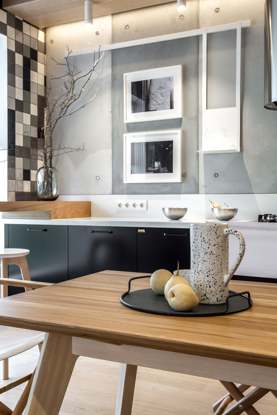 Кухня-Гостиная в серых оттенках