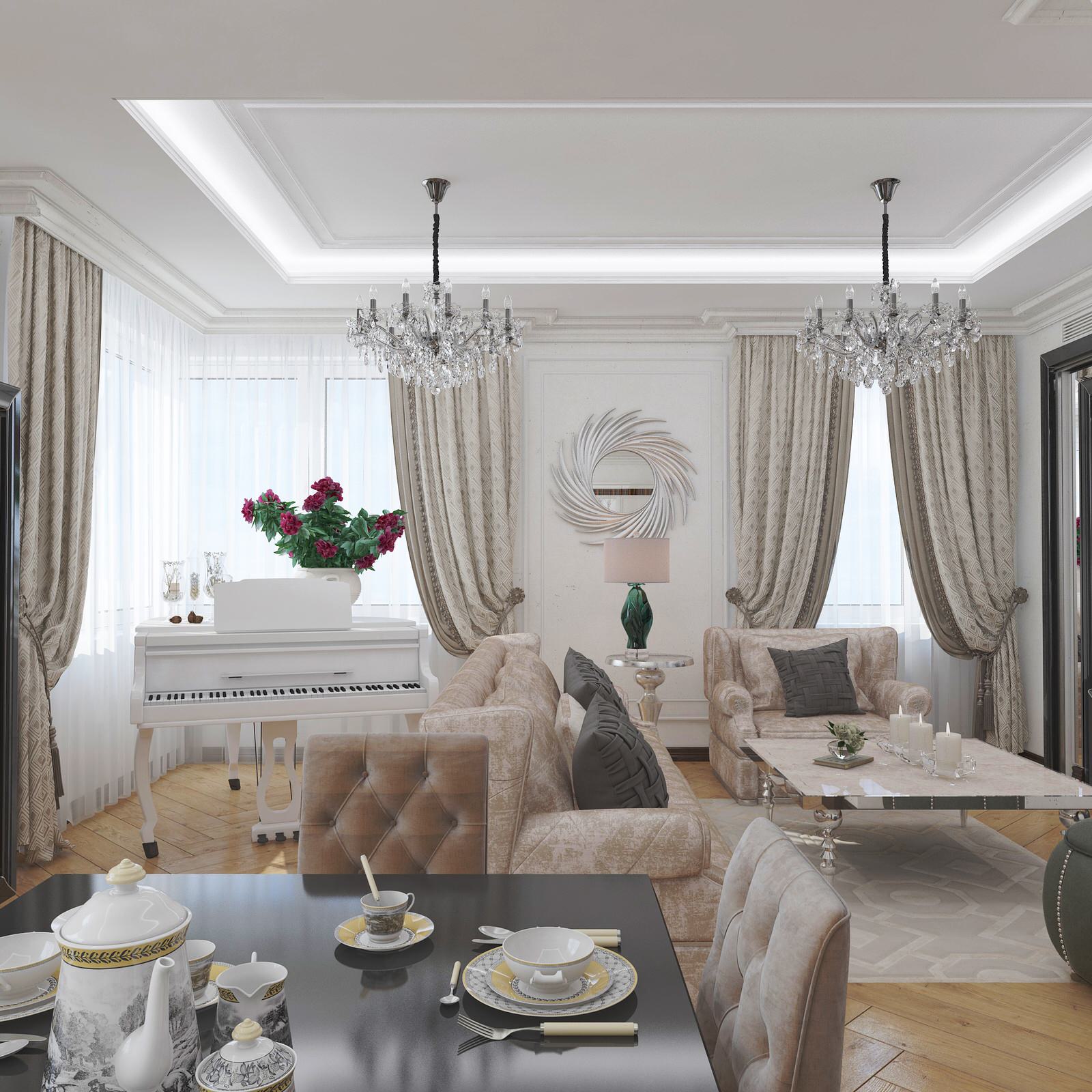 Проект. Интерьер квартиры. Неоклассика (180 кв м)