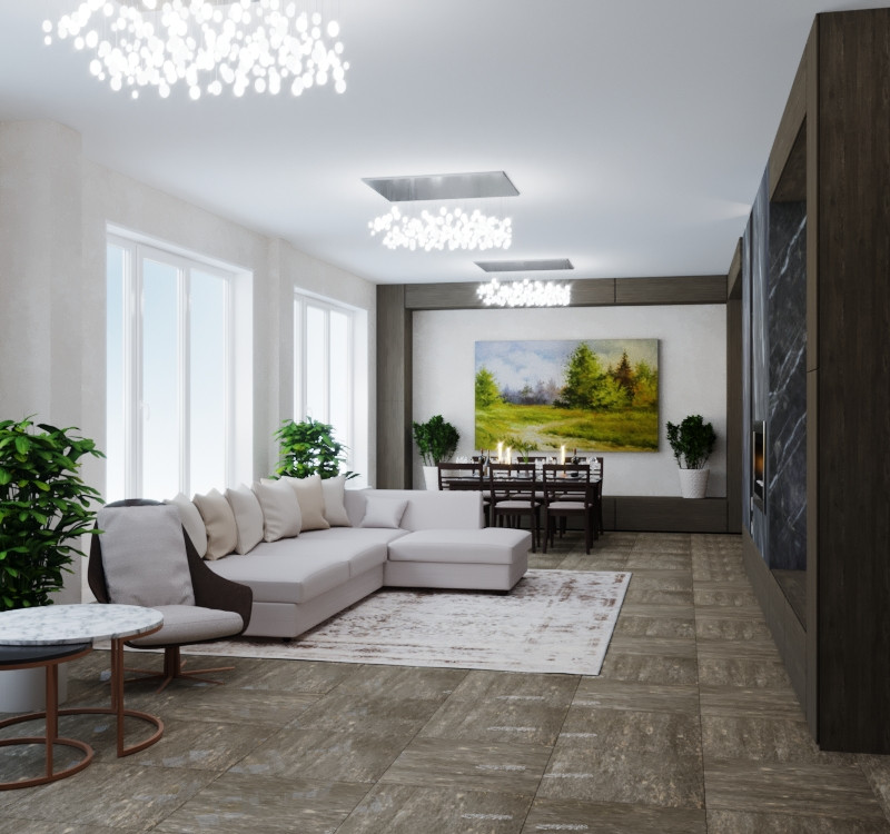 300 кв, кухня студия