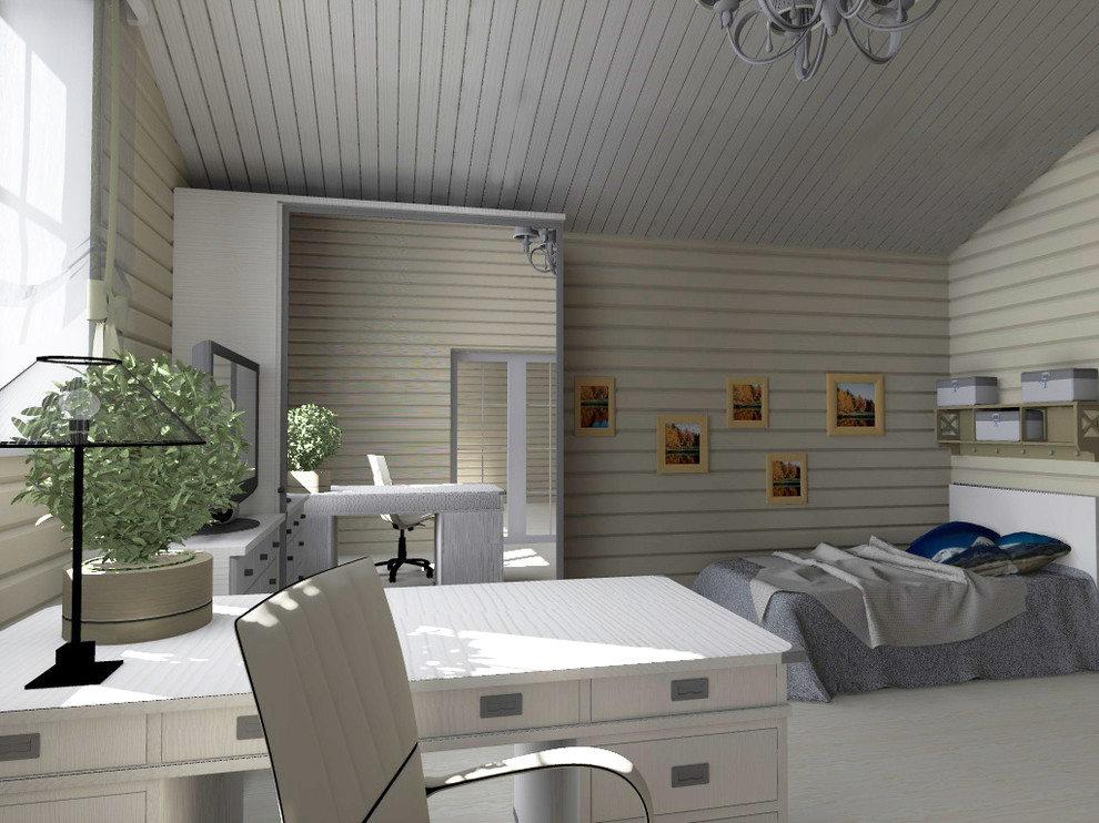 Разработка интерьера спальни и гардеробной загородного дома